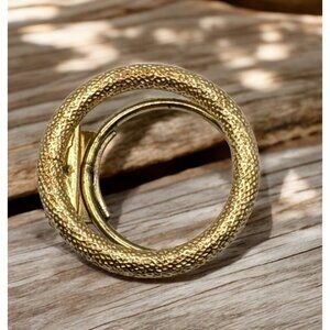 Vintage Gold Tone Scarf Clip Textured Circle Western Germany